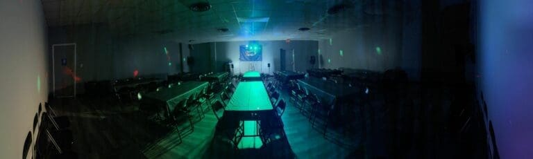 Classic Lanes Event Room - nighttime lighting