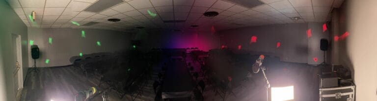 Classic Lanes Event Room - colorful event lighting