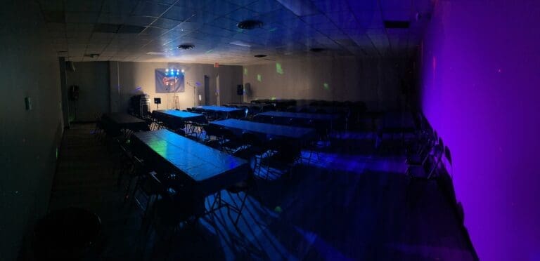 Classic Lanes Event Room - purple lighting